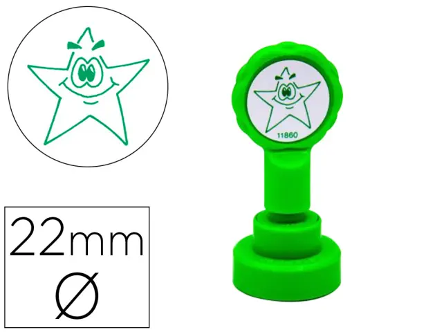 Imagen Sello artline emoticono estrella color verde 22 mm diametro