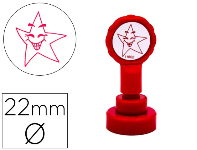 Imagen Sello artline emoticono estrella color rojo 22 mm diametro