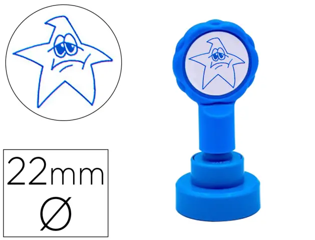 Imagen Sello artline emoticono estrella triste color azul 22 mm diametro