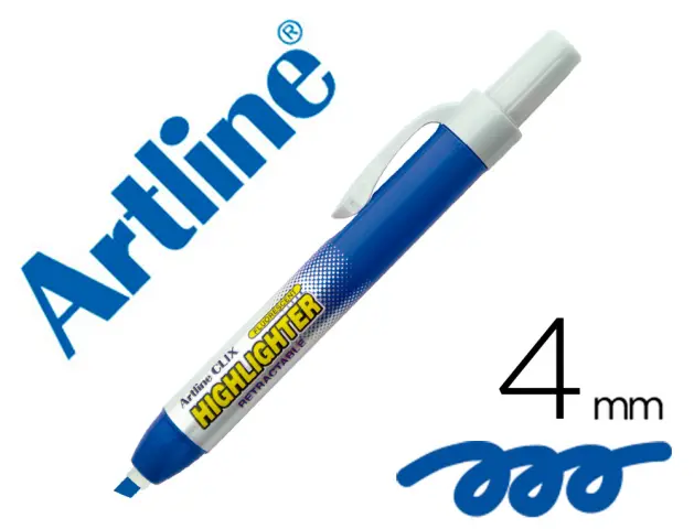 Imagen Rotulador artline clix fluorescente ek-63 azul punta biselada 4 mm