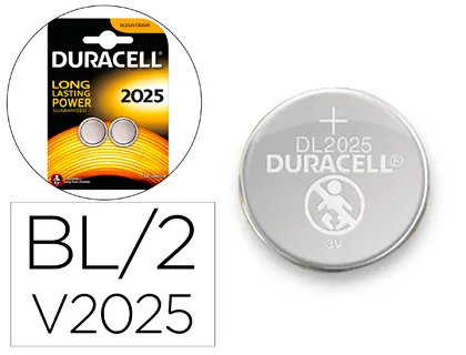 Imagen Pila duracell alcalina boton cr2025 blister 2 unidades