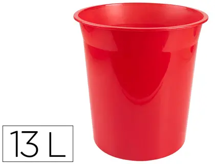 Imagen Papelera plastico q-connect rojo translucido 13 litros