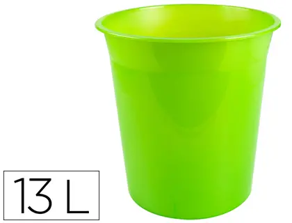 Imagen Papelera plastico q-connect verde translucido 13 litros