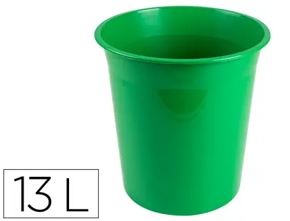 Imagen Papelera plastico q-connect verde opaco 13 litros