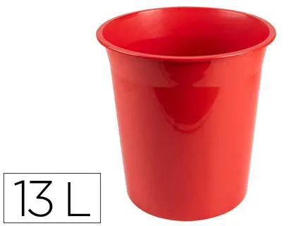 Imagen Papelera plastico q-connect rojo opaco 13 litros