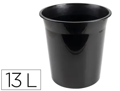Imagen Papelera plastico q-connect negro opaco 13 litros