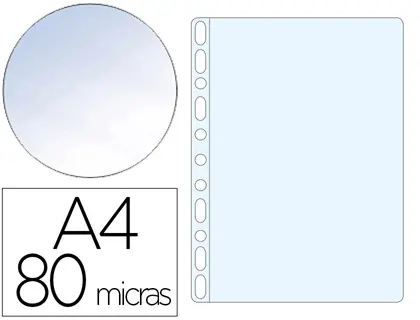 Imagen Funda multitaladro q-connect din a4 80 mc cristal caja de 1400 unidades