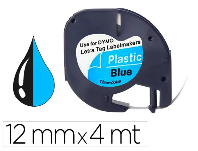Imagen Cinta q-connect 12mm x 4mt negro-ultra azul para maquina letratag