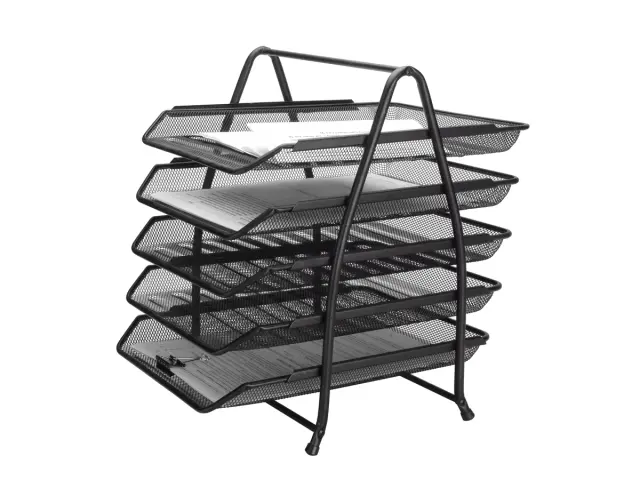 Imagen Bandeja sobremesa metalica q-connect kf18474 rejilla negro 5 bandejas movibles 350x275x375 mm