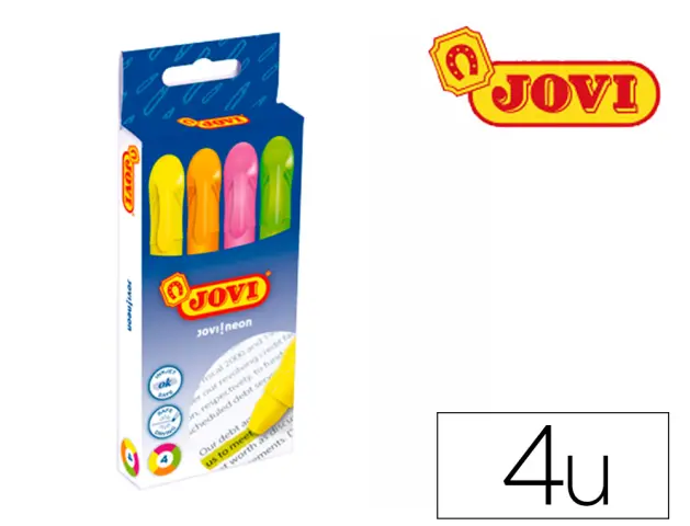 Imagen Marcador de cera gel jovi fluorescente caja de 4 unidades colores surtidos