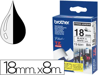 Imagen Cinta brother tzes241 blanco-negro 18mm longitud 8 mt superadhesiva