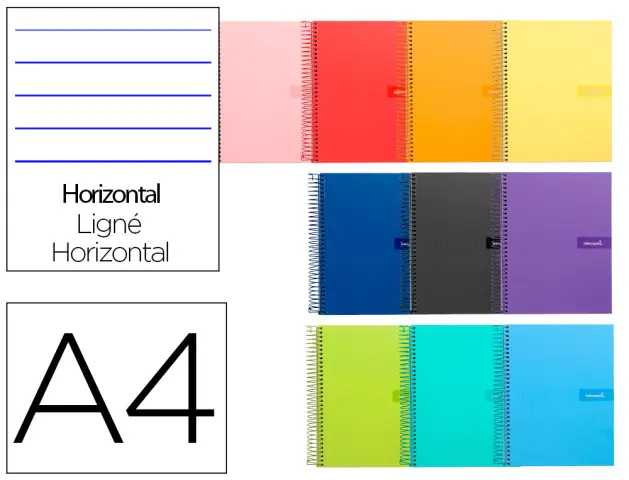 Imagen Cuaderno espiral liderpapel a4 crafty tapa forrada 80h 90 gr rayado horizontal con margen colores surtidos