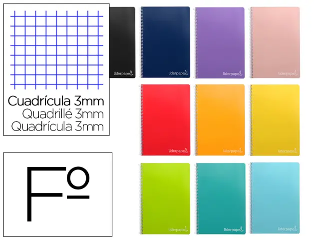 Imagen Cuaderno espiral liderpapel folio witty tapa dura 80h 75gr cuadro 3mm con margen colores surtidos