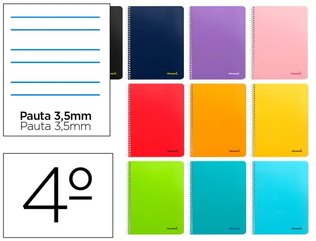 Imagen Cuaderno espiral liderpapel cuarto smart tapa blanda 80h 60gr rayado montessori 3,5mm colores surtidos