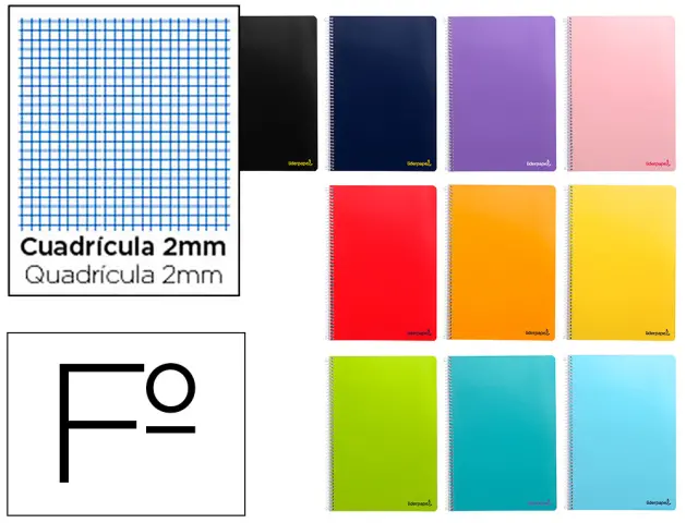 Imagen Cuaderno espiral liderpapel folio smart tapa blanda 80h 60gr milimetrado 2mm colores surtidos