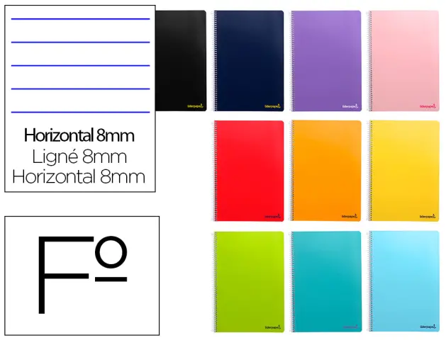 Imagen Cuaderno espiral liderpapel folio smart tapa blanda 80h 60gr horizontal 8mm con margen colores surtidos