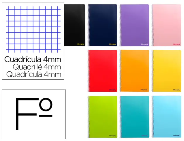 Imagen Cuaderno espiral liderpapel folio smart tapa blanda 80h 60gr cuadro 4 mm con margen colores surtidos
