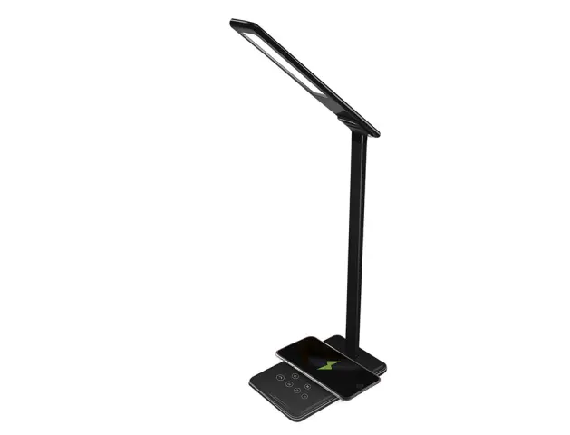 Imagen Lampara de oficina q-connect sobremesa profesional abs 48 leds 5w sensor 5 niveles cargador movil color negro