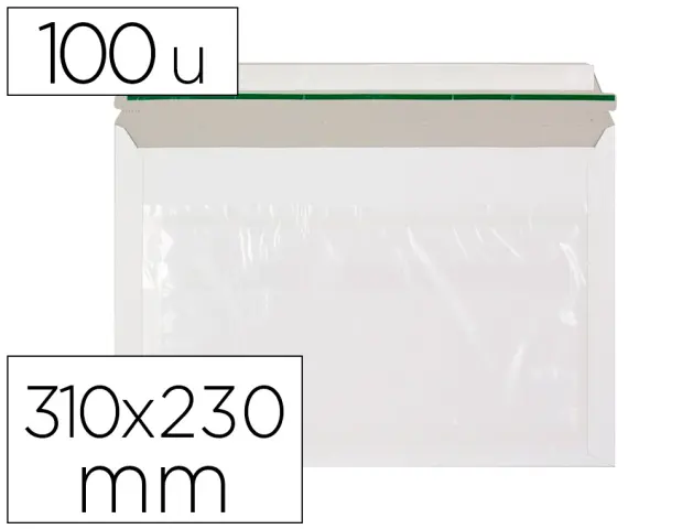 Imagen Sobre autoadhesivo q-connect portadocumentos 310x230 mm ventana transparente paquete de 100 unidades