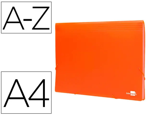 Imagen Carpeta liderpapel clasificador fuelle polipropileno din a4 naranja fluor opaco 13 departamentos