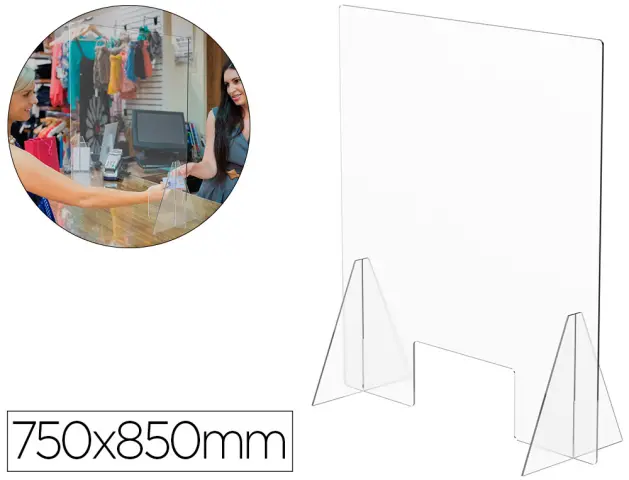 Imagen Pantalla de proteccion de mesa para mostrador metacrilato ventana 300 x 150 mm medidas 750 x 850 mm