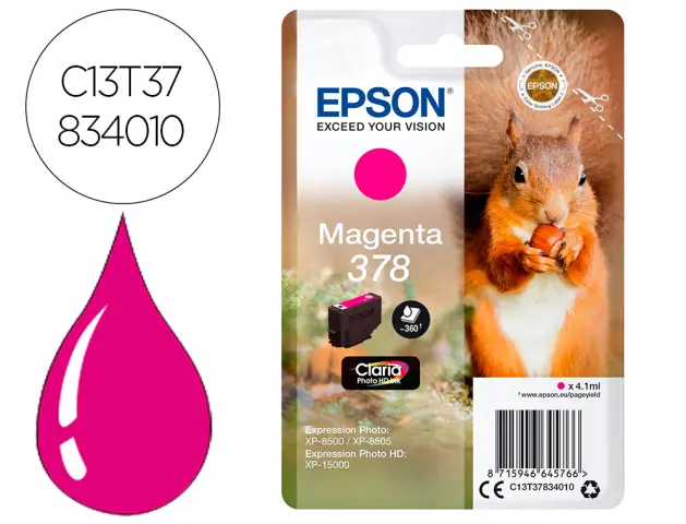 Imagen Ink-jet epson 378 expression home xp-8605 / 8606 / xp-15000 / xp-8500 / 8505 magenta 360 pag