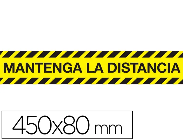 Imagen Cinta adhesiva de sealizacion "mantenga distancia de seguridad" pvc 165mc medidas banda 450x80 mm