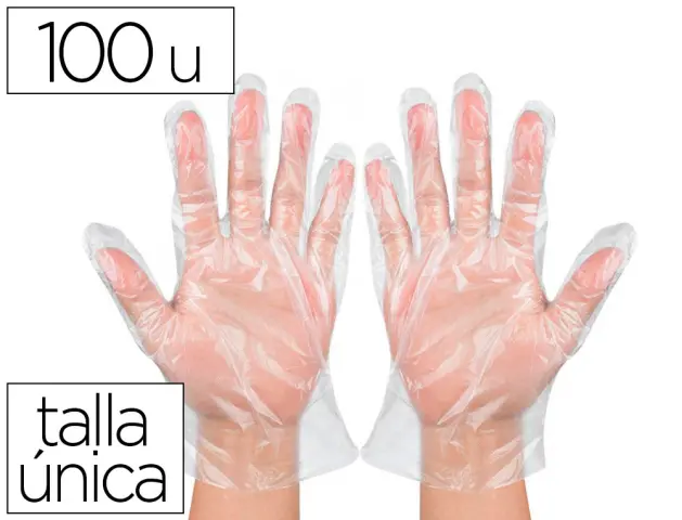 Imagen Guantes de plastico desechable para trabajos de corta duracion caja de 100 unidades talla unica