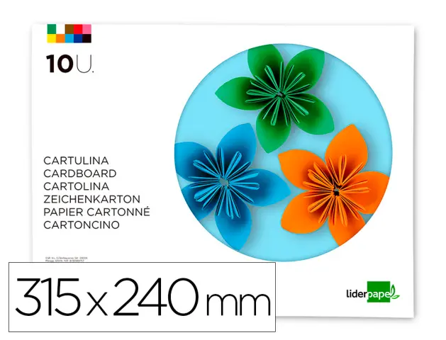 Imagen Bloc trabajos manuales cartulina 240x315mm 10 hojas colores surtidos