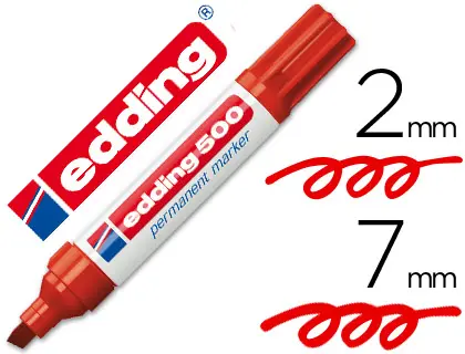 Imagen Rotulador edding marcador permanente 500 rojo -punta biselada 7 mm