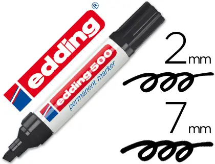 Imagen Rotulador edding marcador permanente 500 negro -punta biselada 7 mm