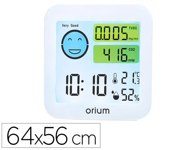 Imagen Medidor de aire orium quaelis 20 medidor de c02 y cov superficie 30 m2 pantalla lcd color blanco 64x56 mm