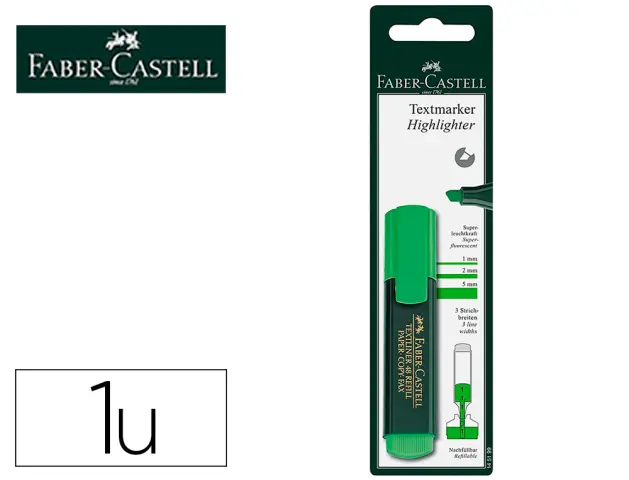 Imagen Rotulador faber castell fluorescente textliner 48-63 verde blister de 1 unidad