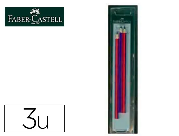 Imagen Lapices bicolor fino faber castell 2160-rb hexagonal rojo/azul blister de 3 unidades