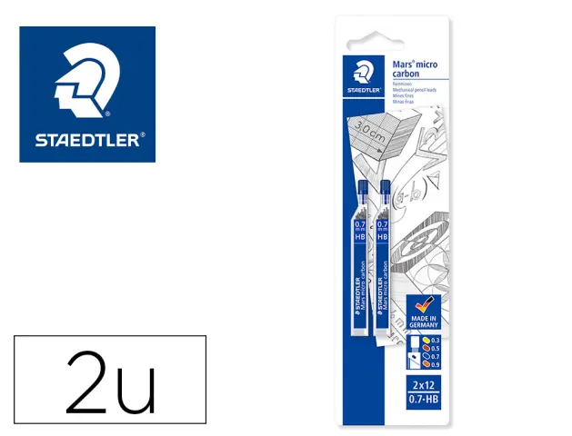 Imagen Minas staedtler mars micro grafito 0,7 mm hb tubo con 12 unidades blister de 2 unidades