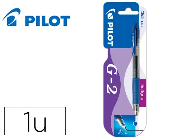 Imagen Boligrafo pilot g-2 azul tinta gel retractil sujecion de caucho en blister