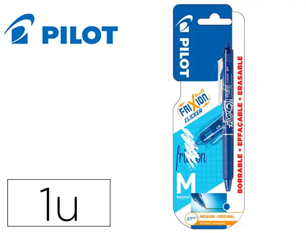 Imagen Boligrafo pilot frixion clicker borrable 0,7 mm punta media azul en blister