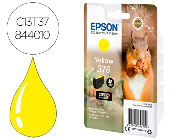 Imagen Ink-jet epson singlepack amarillo 378 claria photo hd ink