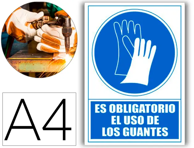 Imagen Pictograma archivo 2000 obligatorio uso de guantes pvc azul luminiscente 210x297 mm