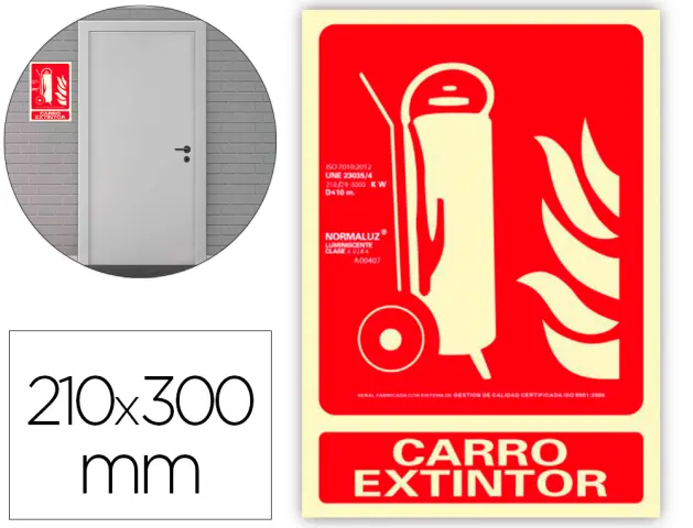 Imagen Pictograma archivo 2000 carro extintor pvc rojo luminiscente 210x300 mm