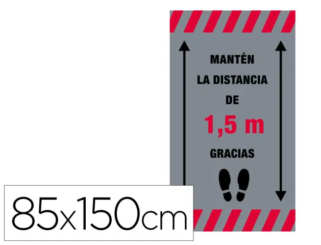 Imagen Alfombra para suelo de paso novus manten distancia de 1,5 m gracias fondo gris 85x150 cm