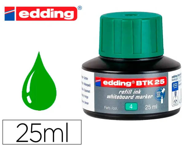 Imagen Tinta rotulador edding pizarra blanca btk-25 color verde frasco de 25 ml
