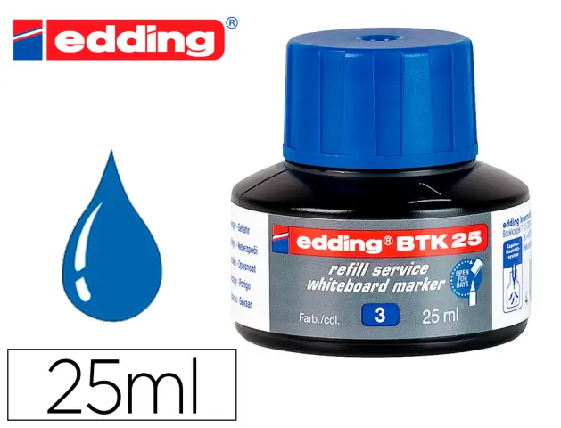 Imagen Tinta rotulador edding pizarra blanca btk-25 color azul frasco de 25 ml