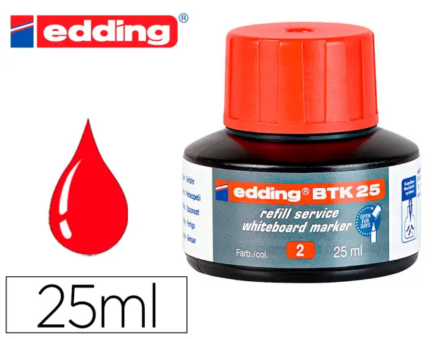 Imagen Tinta rotulador edding pizarra blanca btk-25 color rojo frasco de 25 ml