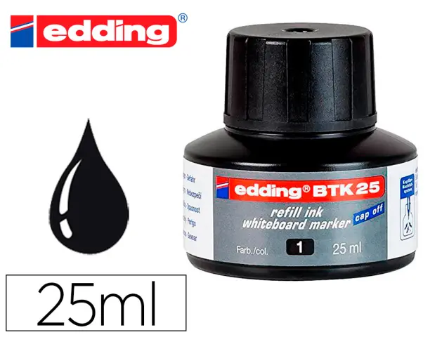 Imagen Tinta rotulador edding pizarra blanca btk-25 color negro frasco de 25 ml