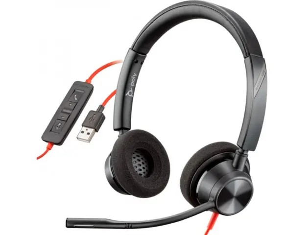 Imagen Auricular plantronics blackwire 3320 diadema biaural cable usb-a con microfono