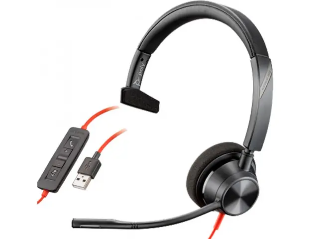 Imagen Auricular plantronics blackwire 3310 diadema monoaural cable usb-a con microfono