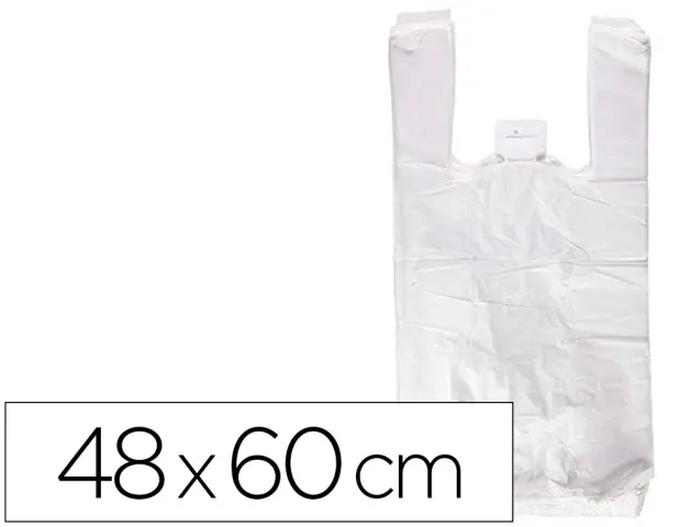 Imagen Bolsa camiseta reciclada 70% blanca 50 mc 48x60 cm apta legislacion de bolsas 2021