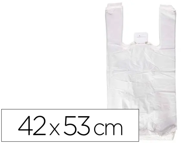 Imagen Bolsa camiseta reciclada 70% blanca 50 mc 42x53 cm apta legislacion de bolsas 2021