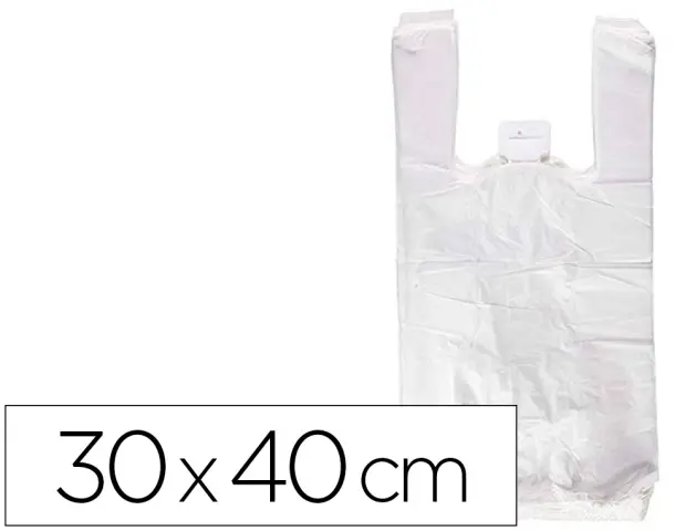 Imagen Bolsa camiseta reciclada 70% blanca 50 mc 30x40 cm apta legislacion de bolsas 2021